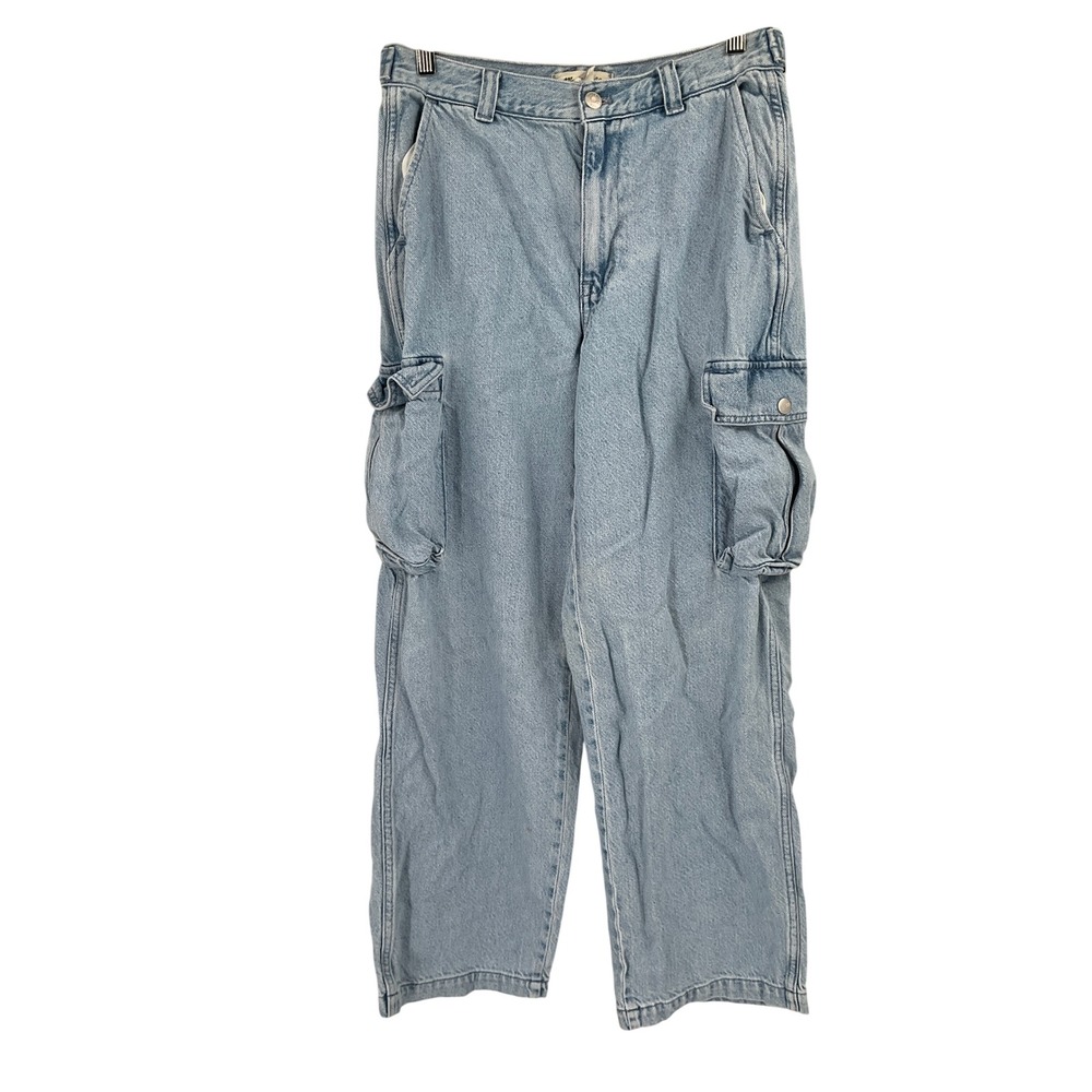 Madewell Cargo Pants 29 Blue Light Wash Wide Leg Utility High Rise Streetwear
